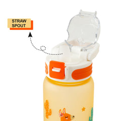 Kuber Industries Pack of 5 Kids Water Bottle With Straw |Sipper Water Bottle For Kids Boys Girls| Water Bottle with Locking Flip Lid | 800 ml |Orange | SYZ-7791B