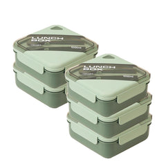 Kuber Industries Insulated Lunch Box for Kids & Adults|Premium Food-Grade PP Plastic|Leakproof & Spill Proof|Dishwasher & Microwave Safe Lunch Box|1000 ML|HX0044281|Pack of 5|Green