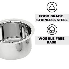 Kuber Industries Set of 5 Stainless Steel Tope Set (800ml, 1L, 1.4L, 1.9L and 2.4L) I Gas Stove and Induction Compatible I Triply Tope I Heavy Duty Gauge (Pack of 3)