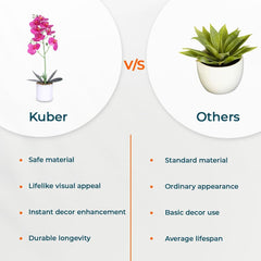 Kuber Industries Artificial Plants for Home Décor|Natural Looking Indoor Fake Plants with Pot|Artificial Flowers for Decoration-Pack of 2 (Pink)