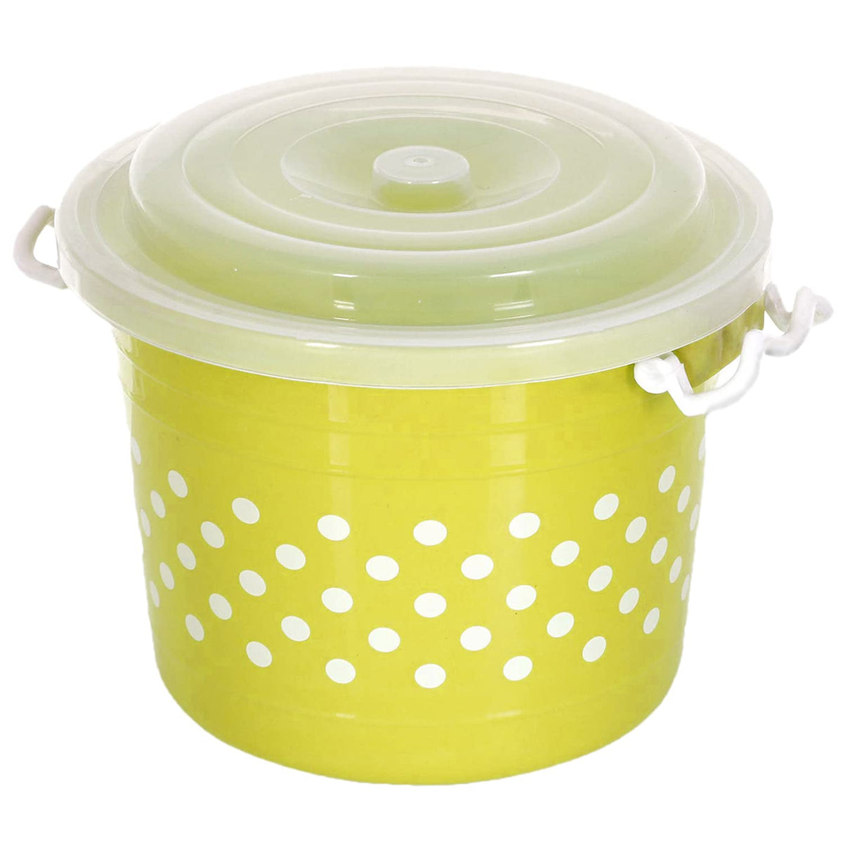 Heart Home Dot Printed Multiuses Plastic Kitchen & Pantry Storage Container with Lock Handle & Lid, 16 Liter (Green)-47HH01139