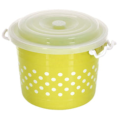 Heart Home Dot Printed Multiuses Plastic Kitchen & Pantry Storage Container with Lock Handle & Lid, 16 Liter (Green)-47HH01139