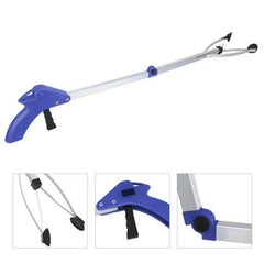 Kuber Industries Extending Garbage Picker|Foldable Helping Hand Tool| Excellent Grip Handle with Lock Latch (Blue)