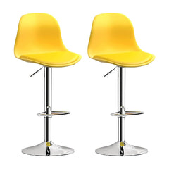Kuber Industries Pair of 2 Revolving Curvy Bar Stool Chair for Kitchen with Footrest & 360 Swivel | 32 inch Height Adjustable High Chair Combo for Breakfast Counter & Cafeteria | Yellow