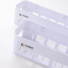 Kuber Industries Pack of 3 Bathroom & Kitchen Organizer PP|Durable & Non-Toxic|Self-Adhesive|Drainage Holes|Multipurpose Set of Storage Racks & Shelves|Set of 2|A50532|White