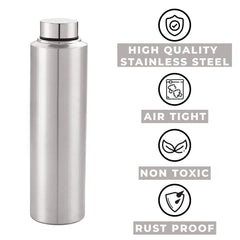 Kuber Industries Stainless Steel Water Bottle|1 LTR Food Grade, BPA Free Lid, Non-Toxic, Rust Free|Airtight, Leak Proof & Odour Free|for Home, School, Office & Gym|Water Bottle Set of 6 (Pack of 3)