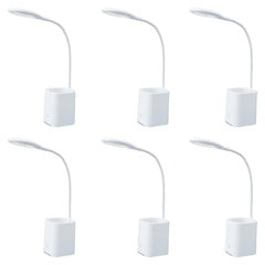 Kuber Industries Monochrome White Pencil Holder Lamp |Rechargeable Table Light with USB|Battery Capacity 1200mAh-Pack of 6 (White)