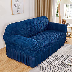 Kuber Industries Pack of 4 Sofa Cover | Two-Seater Sofa Cover | Sofa Chair Cover | Couch Cover for Hall | Universal Sofa Slipcover | Elastic Spandex Sofa Cover for Living Room | TSSC002 | Dark Blue