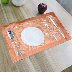 Kuber Industries Floral Design PVC 6 Piece Reversible Dining Table Place Mat Set - Gold