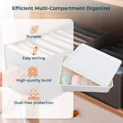 Kuber Industries Cloth Storage Box 15 Compartment with Lid|Wardrobe Organizer For clothes-Pack of 6 (White)