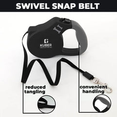 Kuber Industries Retractable Dog and Dog Chest Harness with Nylon Leash | No Pull, Soft Padded and Breathable Dog Vest I Adjustable, Reflective I Easy Control Dog Retractable Leash (Black, Large)