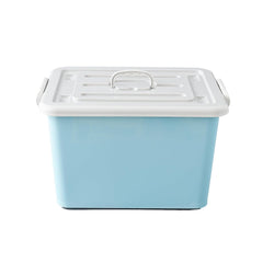 Homestic Storage Box with Lid and Double Side Handles | 80L Large Capacity | Dustproof and Stackable | Square Box for Storage Multipurpose | Storage Box Organizer for Clothes/Toys | Blue
