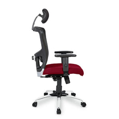 Kuber Industries Ergonomic Office Chairs for Work From Home | Comes with Manual Height Adjustable, Armrest, Headrest & Lumbar Support | Comfy Study Chair for Students with Wheels | Black & Maroon Seat