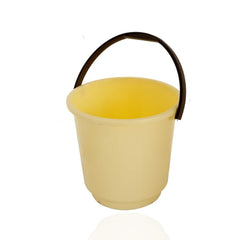 Kuber Industries Unbreakable Strong 6 Pieces Plastic Bathroom Bucket 16 LTR (Cream & Brown)-KUBMART11173
