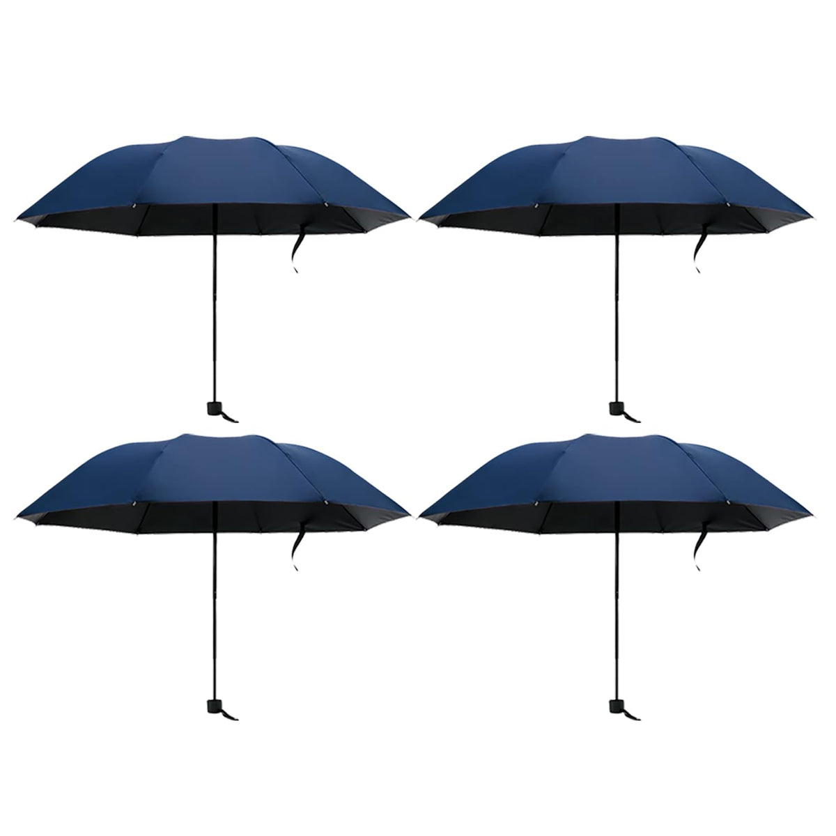 Kuber Industries Pack of 4| 3 Fold Manual Umbrella|Windproof, Sunproof & Rainproof|with Polyester Canopy, Sturdy Steel Shaft & Wrist Straps|Easy to Hold & Carry|Umbrella for Women, Men & Kids |Blue