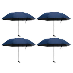 Kuber Industries Pack of 4| 3 Fold Manual Umbrella|Windproof, Sunproof & Rainproof|with Polyester Canopy, Sturdy Steel Shaft & Wrist Straps|Easy to Hold & Carry|Umbrella for Women, Men & Kids |Blue