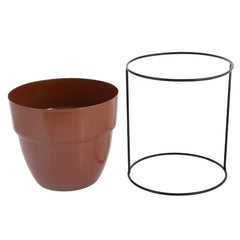 Kuber Industries Metal Planter|Decorative Modern Indoor Desk Pot|Iron Table Stand Flower Planter Pot for Home D cor,8.5 Inches,Pack of 2 (Green & Terracotta)