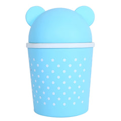 Kuber Industries Teddy Table Dustbin|Plastic Swinging Lid Waste Storage Garbage Bin|Desktop Trash Can For Study Table, Office|Pack of 2 (Sky Blue)