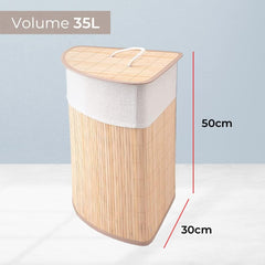 Kuber Industries Bamboo Basket With Lid|Foldable Laundry Basket For Clothes|Durable Rope Handles & Removable Bag|Natural Pack Of 4