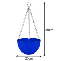 Kuber Industries Plastic Hanging Flower Pot for Balcony & Railing Set of 7 (Blue) 53KM3813