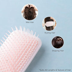 Kuber Industries Hair Brush | Bristles Brush | Hair Brush with Paddle | Detangles Hair Brush | Suitable For All Hair Types | Hair Brush Styling Hair | Pack of 3 | XH45PNK | Pink