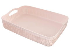 Heart Home Q-3 Designer Plastic Storage Basket For Store Fruits, Vegetables, Magazines, Cosmetics, Stationary (Pink)-50HH01466
