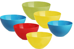 Heart Home Plastic Microwave Safe 6 Pieces Mixing Bowl Set- 500 ML (Multi) - CTHH16449