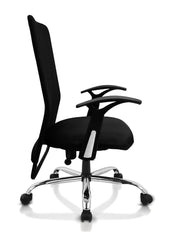 Kuber Industries Ergonomic Revolving Office Chairs for Work From Home | Comes with Manual Height Adjustable & Armrest Support | Comfy Study Chair for Students with Wheels | Black