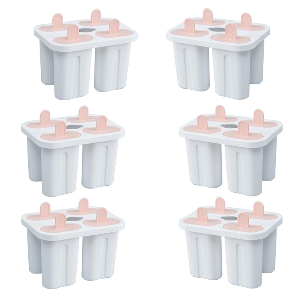 Kuber Industries Set of 4 Popsicle Mould|Reusable Ice Tray for Kulfi, Candy|Pack of 6| White