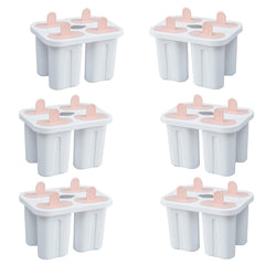 Kuber Industries Set of 4 Popsicle Mould|Reusable Ice Tray for Kulfi, Candy|Pack of 6| White