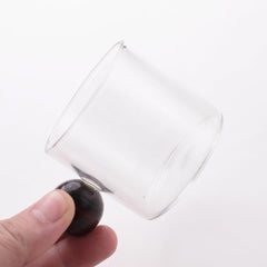 Kuber Industries 8 Pcs Borosilicate Glass Coffee Cups | Cup with Wooden Ball Handle | High Heat Resistant | Microwave and Dishwasher Safe | 120 ML | Pack of 4 | Transparent
