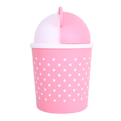 Kuber Industries Teddy Table Dustbin|Plastic Swinging Lid Waste Storage Garbage Bin|Desktop Trash Can For Study Table, Office|Pack of 3 (Pink)
