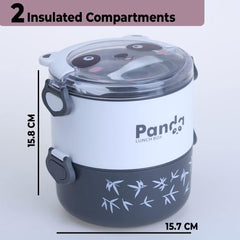 Kuber Industries Insulated Lunch Box with 2 Compartments|100% BPA Free, Food Grade ABS Plastic|Leakproof & Spill Proof|Dishwasher & Microwave Safe Lunch Box|2000 ML|HX0043347|Pack of 5|Black & White