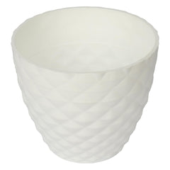 Kuber Industries Flower Pot | Flower Planter Pots for Indoor | Flower Pots for Outdoor | Pot for Garden & Balcony Flowering | Flower Plants Pot | Diamond Flower Pot | 6 Inch | Pack of 5 | White