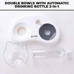 Kuber Industries Animal Feeding Plastic 2 in 1 Pet Bowls | Cat & Dog Bowl | Small/Medium Size Pet Feeding Bowl | Non-Toxic & 100% Safe for Pets (Pack of 2) | Grey