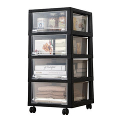 Homestic 5 Layer Cosmetic Cabinet with Trolley|5-Tier Rolling Cart|Shelf Stand With Drawer|Black