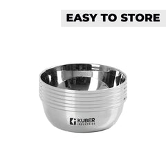Kuber Industries Stainless Steel Dinner Set | Steel Plates Set of 6 (29 cm Diameter) I Steel Bowl Set of 6 (300ml) I Steel Glass Set of 6 (300ml) I Heavy Gauge|Mirror Finish |Multi-Purpose Steel Set