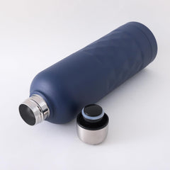 Kuber Industries Pack of 5 Vacuum Insulated Water Bottle | Stainless Steel Water Bottle | Hot & Cold Water Bottle | Leakproof, BPA Free, Rustproof | 750 ML | Dark Blue