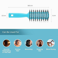 Kuber Industries Hair Brush | Flexible Bristles Brush | Hair Brush with Paddle | Quick Drying Hair Brush | Suitable For All Hair Types | Round Vented Hair Brush | Pack of 5 | C13-X-BLE | Blue