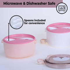 Kuber Industries Insulated Lunch Box with 3 Compartments|100% BPA Free, Food Grade ABS Plastic|Leakproof & Spill Proof|Dishwasher & Microwave Safe Lunch Box|3000 ML|HX0034190|Pink (Pack of 4)