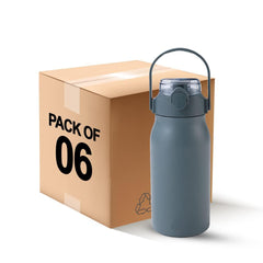Heart Home Insulated Stainless Steel Bottle 1 Litre with Sipper Lid-Double Wall | Leak Proof | Rust Proof | Keeps Drinks Hot/Cold for 6-12 Hours |Flip Up Handle|Easy to Carry(Pack of 6,Blue)