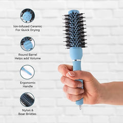 Kuber Industries Hair Brush | Bristles Brush | Hair Brush with Paddle | Sharp Hair Brush for Woman | Suitable For All Hair Types | Curling Round Brush | Pack of 2 | TGX525 | Sky Blue