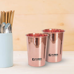 Kuber Industries Pure Copper Jug and Glass Set | BPA Free, Non Toxic, Rustproof, Durable, Lightweight | Jug with Lid| 2pcs Glass Set | Jug- 1.5L, Glass- 300ml Each