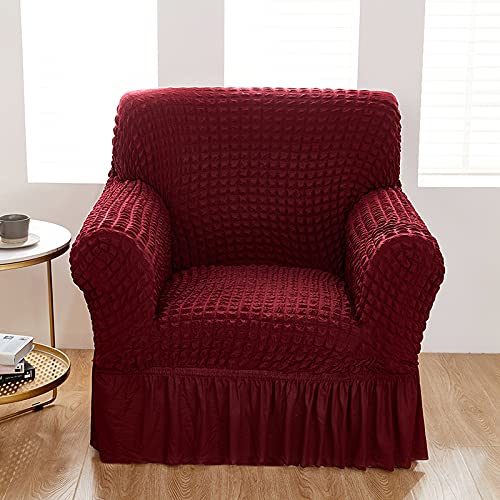 Kuber Industries Pack of 2 Sofa Cover | Single Seater Sofa Cover | Sofa Chair Cover | Couch Cover for Hall | Universal Sofa Slipcover | Elastic Spandex Sofa Cover for Living Room | OSSC006 | Wine Red