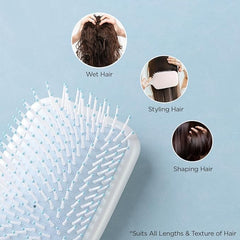 Kuber Industries Hair Brush | Bristles Brush | Hair Brush with Paddle | Detangles Hair Brush | Suitable For All Hair Types | Hair Brush Styling Hair | Pack of 2 | XH45BLE | Blue