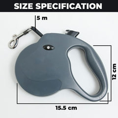 Kuber Industries Retractable Dog Leash|One Button Break with Safety Lock|Automatic & Non-Slip Handle|WINDOG-1092|Soft Padded Handle for Comfort Grip|Pet Training & Walking Accessory|Grey (Pack of 2)