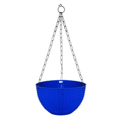 Kuber Industries Plastic Hanging Flower Pot for Balcony & Railing Set of 7 (Blue) 53KM3813