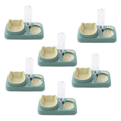 Kuber Industries Animal Feeding Plastic 2 in 1 Pet Bowls | Cat & Dog Bowl | Small/Medium Size Pet Feeding Bowl | Non-Toxic & 100% Safe for Pets (Pack of 6) | Light Green