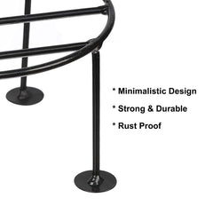 Kuber Industries Metal Pot Stand|Iron Flower Pot Stand for Outdoor Plants|Plant Stand for Balcony,Garden,Office,Set of 3,(Black) (Pack of 2)