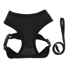 Kuber Industries Reflective Dog Harness With Adjustable Leash|Breathable Polyester Mesh Fabric With Top carry Handle|Medium Size|HAT-818|Comfortable No-Pull Grip|QuickRelease Buckles|Black (Pack Of 4)